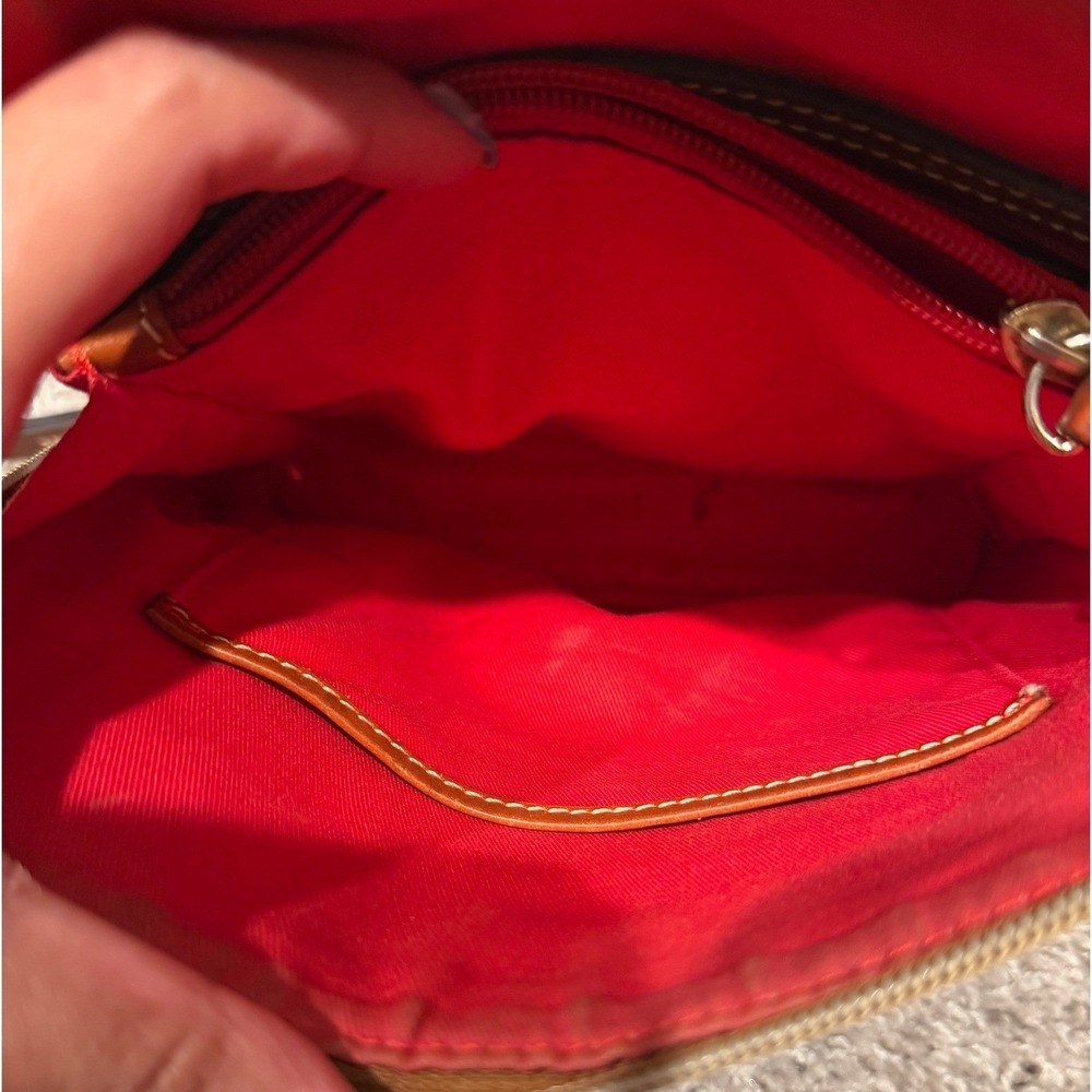 Dooney & Bourke Navy Blue Red‎ Plaid Coated Canvas Crossbody Bag Leather Trim - Picture 14 of 16